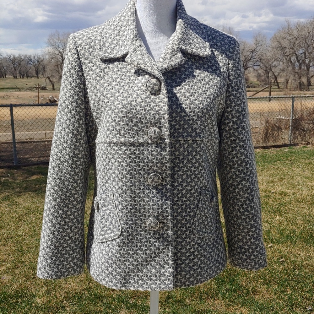 Pretty Gray Button Up Jacket With Big Buttons - image 1